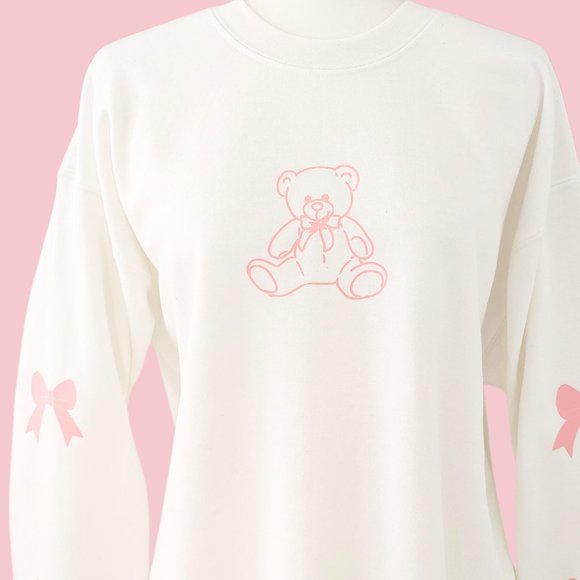 Teddy Bear Pink Bow Sweatshirt - Picture 5 of 9